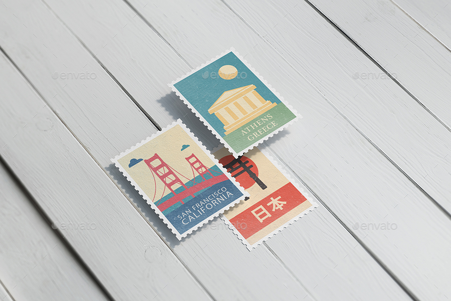 Postage Stamps Mock Up, Graphics GraphicRiver